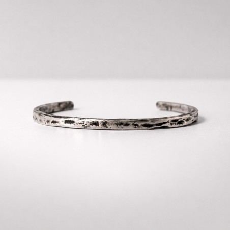 Pulsera esclava de hombre en plata 925 con acabado oxidado artesanal - De Dios Joyas