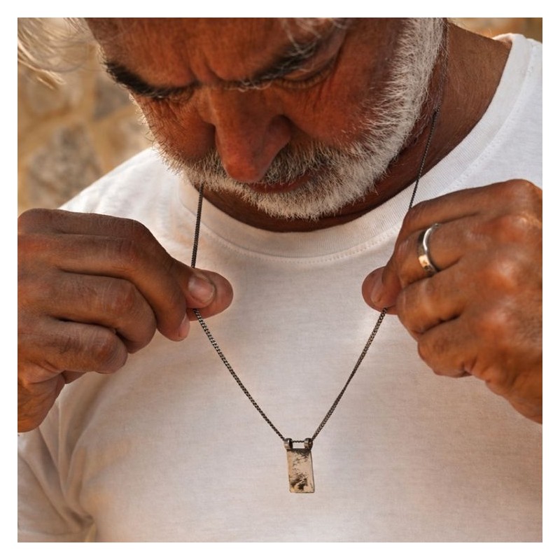 collar chapa placa grabable plata oxidada hombre de dios.