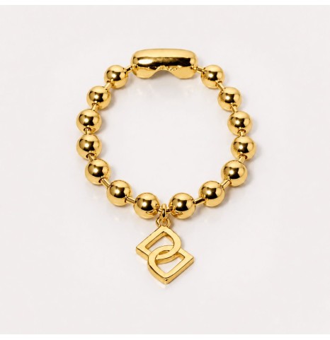 Pulsera de bolas de 8 mm dorada. Alta bisuteria. Bijou de moda