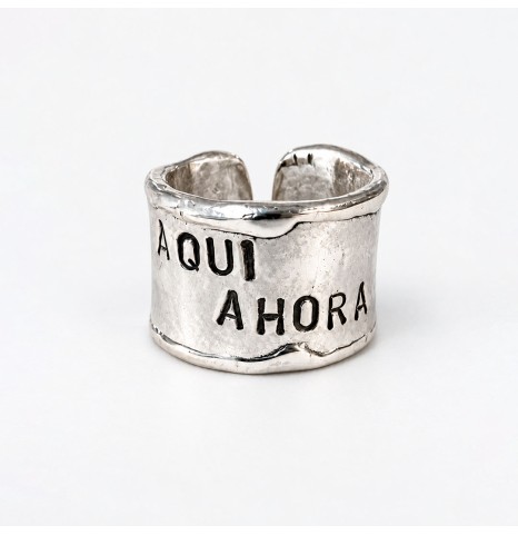 Anillo Rústico Grabado Plata