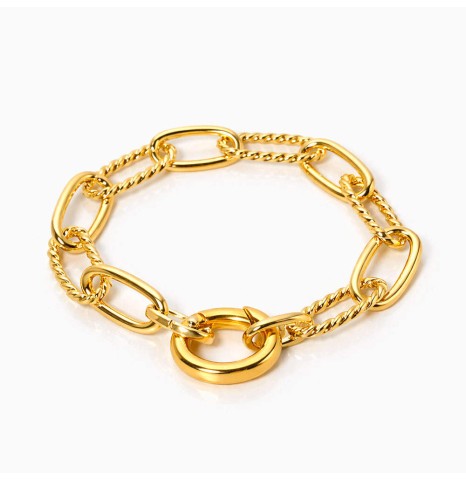 Pulsera maximalista dorada de eslabones. Colección Alta bisuteria De Dios Joyas