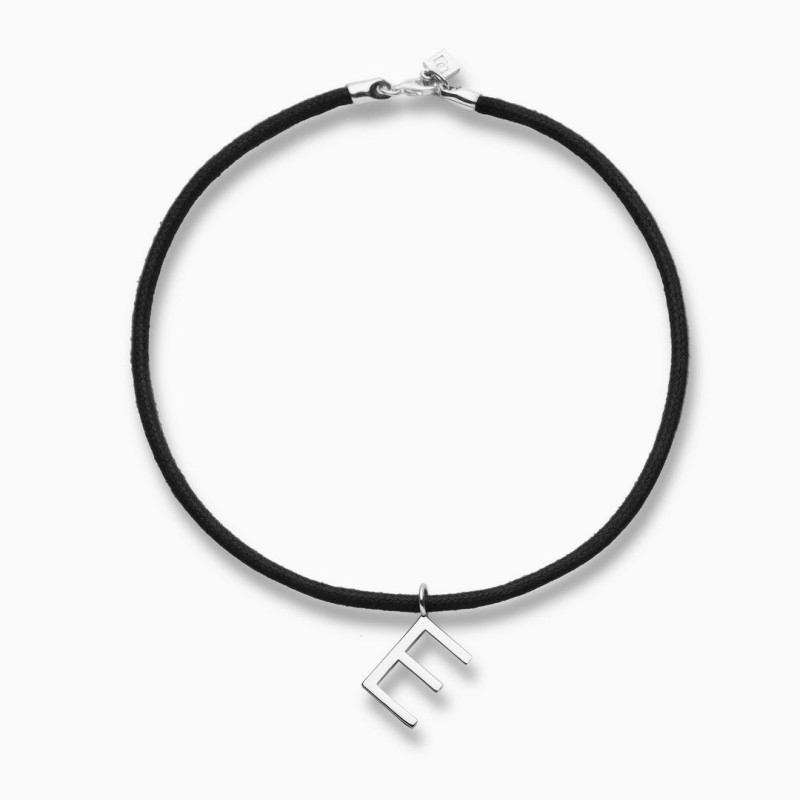 Collar Cordón con Inicial Plata de ley