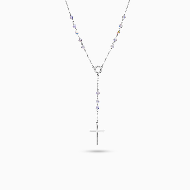 Collar Rosario Cristal y Plata de ley