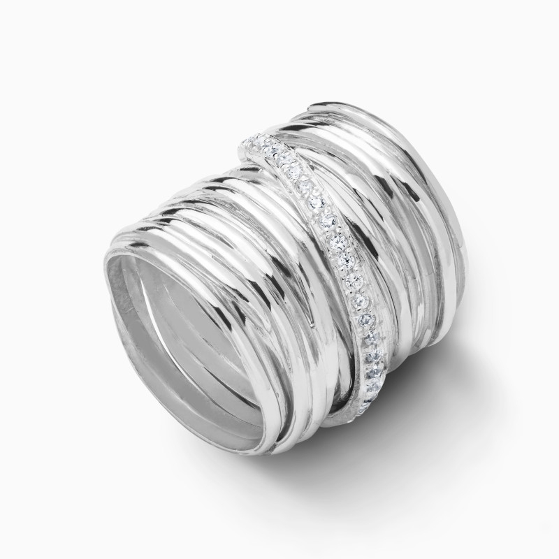 Anillo Hilo de la Vida Maxi con Circonitas Plata de ley
