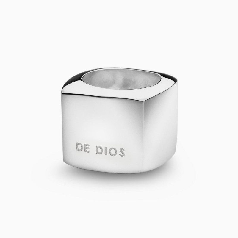 Anillo Cuadrado Grueso Plata de ley
