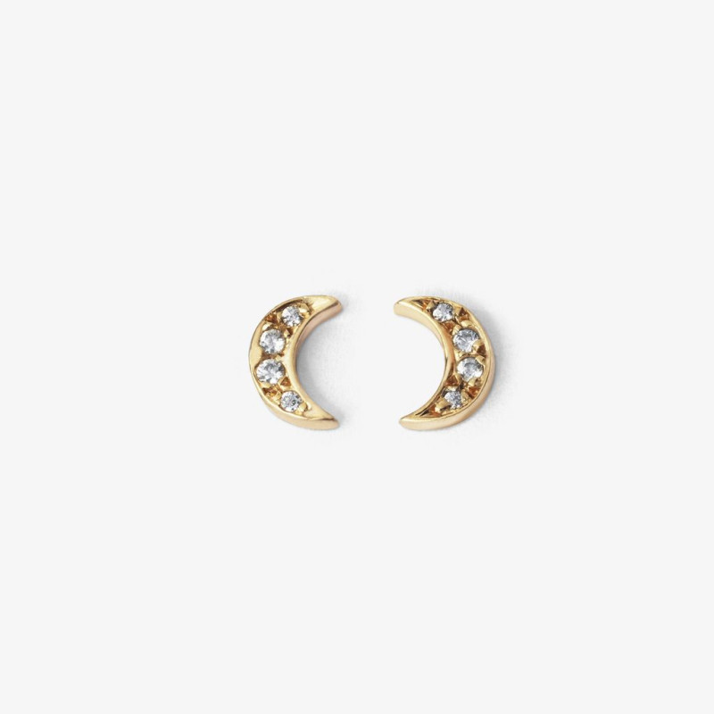 Pendientes de oro 18k luna con circonitas