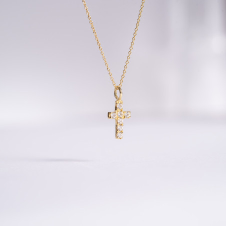 Collar de Oro 18kt con cruz con circonitas