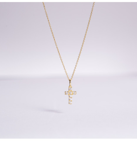Collar de oro 18k cruz con...