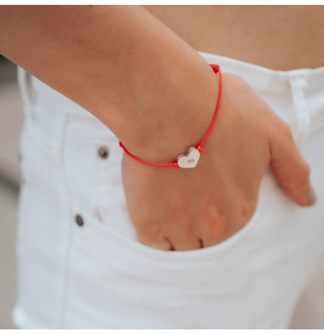Pulsera hilo corazón Plata...