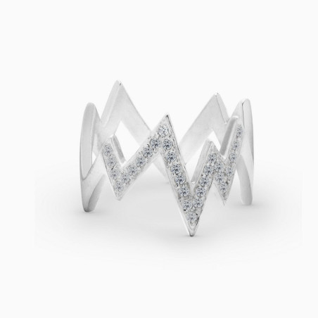 Anillo ZigZag circonitas Plata de ley