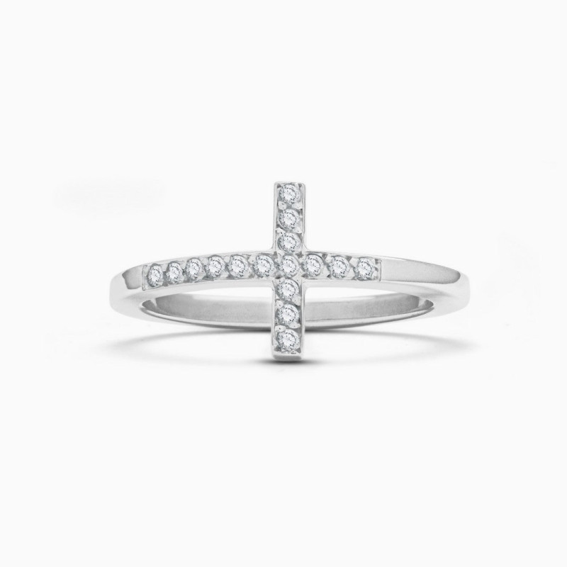 Anillo Cruz Circonitas Plata de ley
