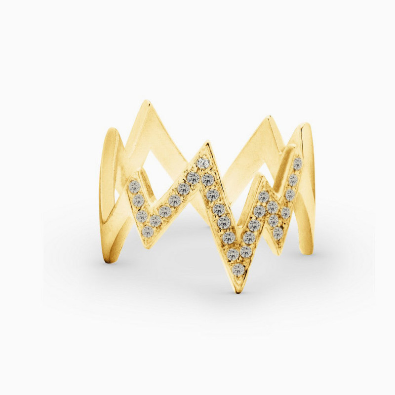 Anillo ZigZag circonitas Plata de ley
