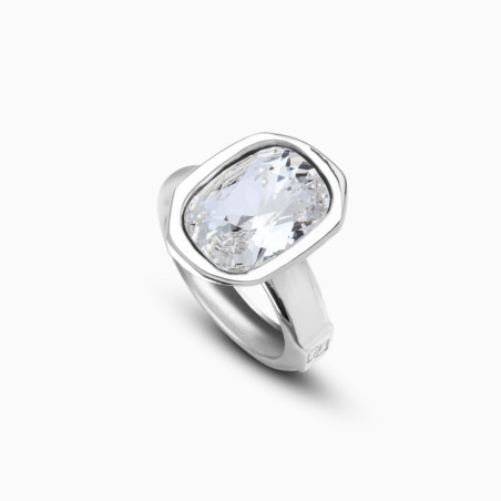 Anillo Cushion Cristal Swarovski Plata de ley