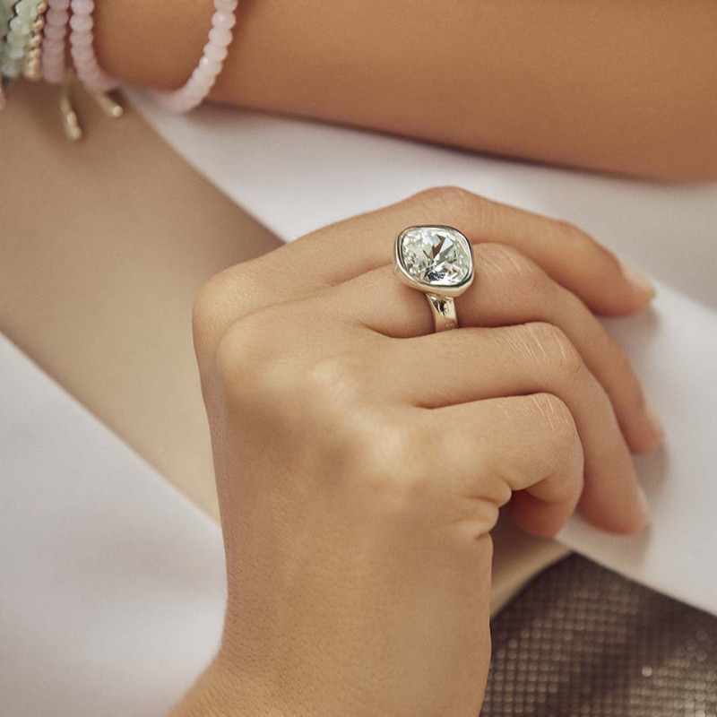 Anillo Cushion Square Plata de ley