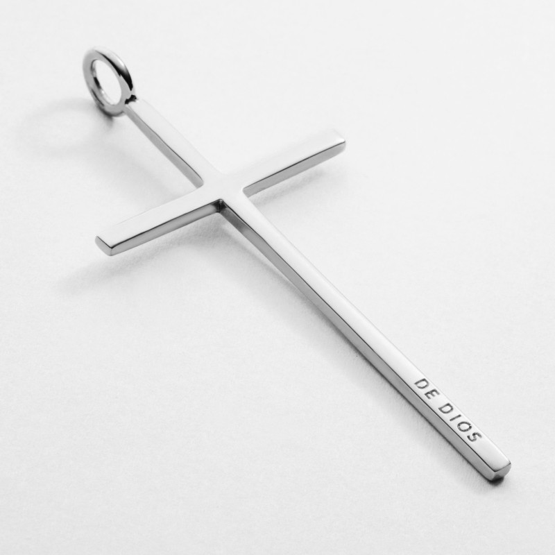 Colgante Cruz Larga Plata de ley