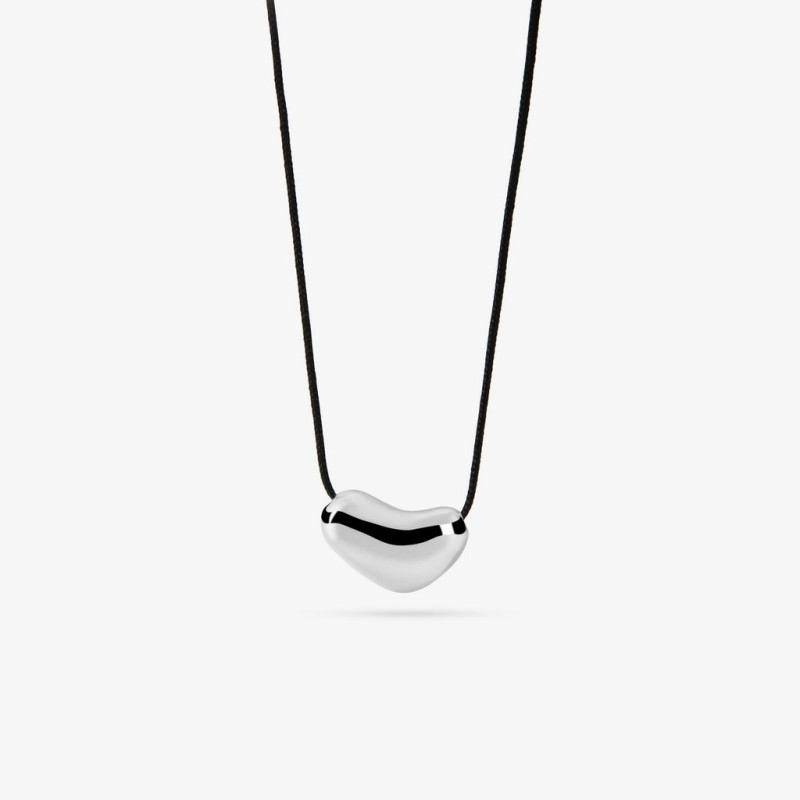 Collar Habichuela con Cordón Plata de ley