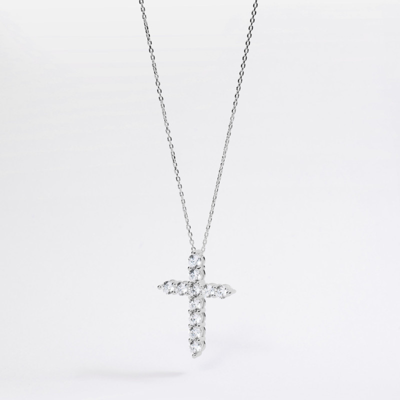 Cadena Cruz Circonitas Plata de ley