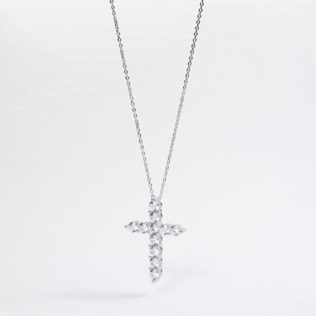 Cadena Cruz Circonitas Plata de ley