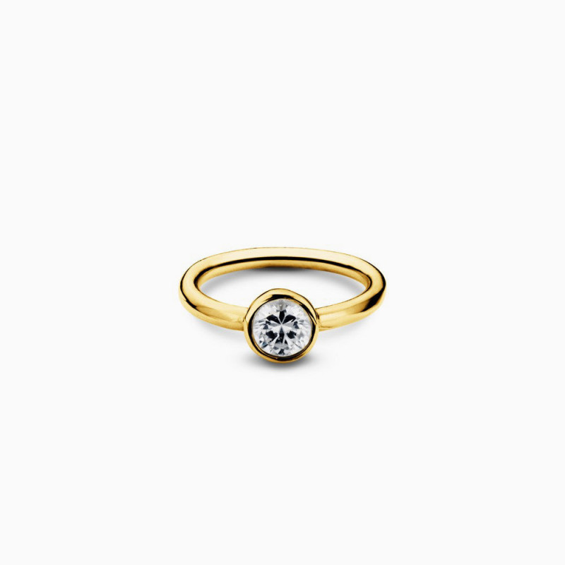 Anillo Liso con circón Plata de ley