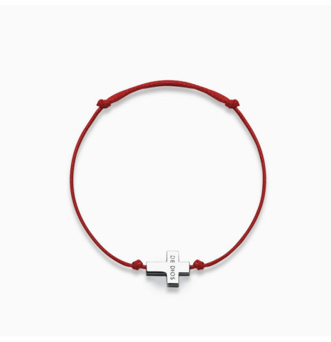 Pulsera Hilo Cruz Plata de ley