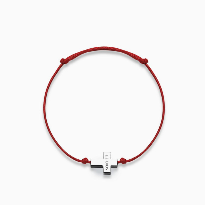 Pulsera Hilo Cruz Plata de ley
