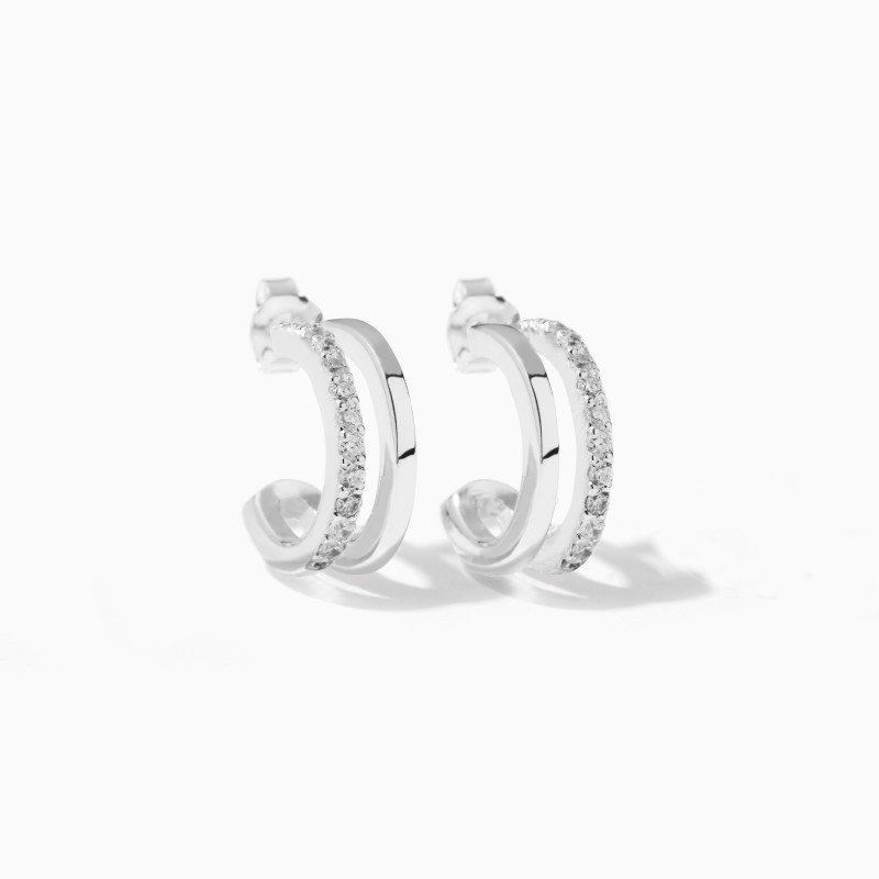 Pendientes de aro Bradley con circonitas Plata de ley