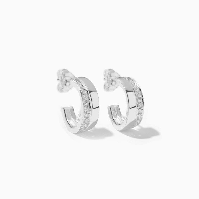 Pendientes de aro Loop con circonitas Plata de ley