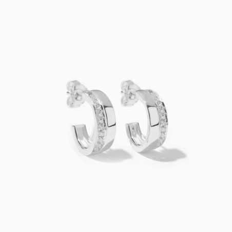 Pendientes de aro Loop con circonitas Plata de ley