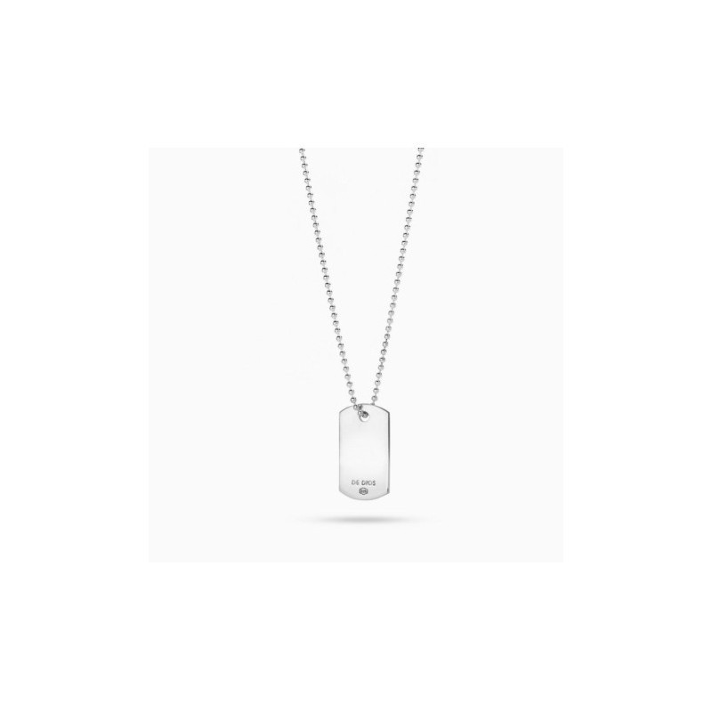 Collar Bolitas Chapa Militar Plata  de ley Hombre
