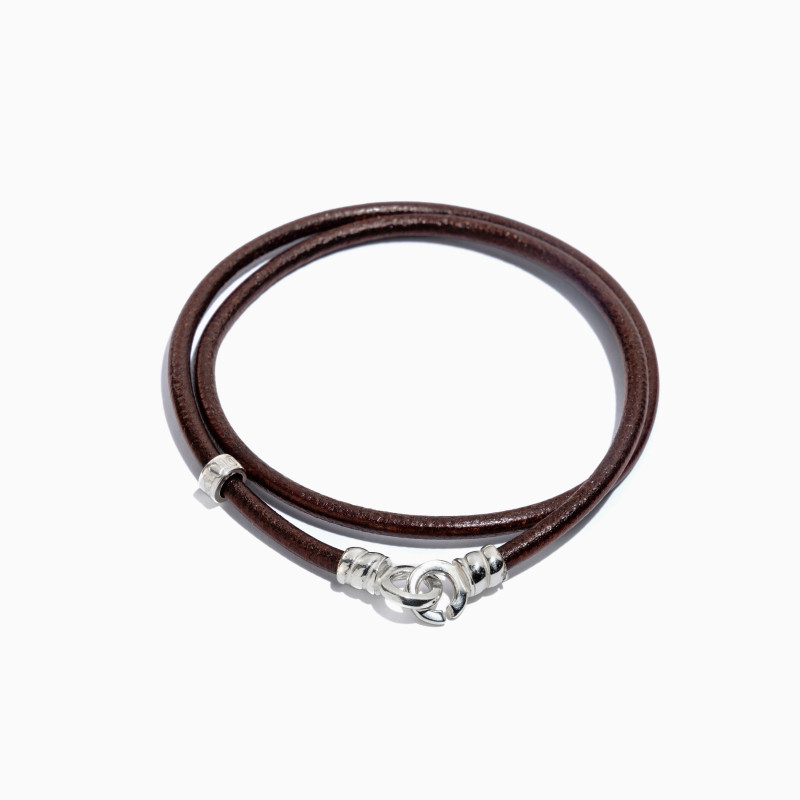 Pulsera Core en Cuero y Plata de ley Hombre