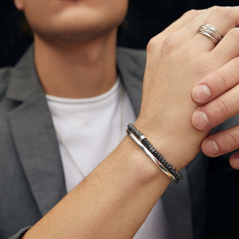 Pulsera Hematite DD Plata de ley Hombre