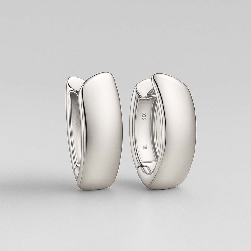 Pendientes de aros Oval plata de ley