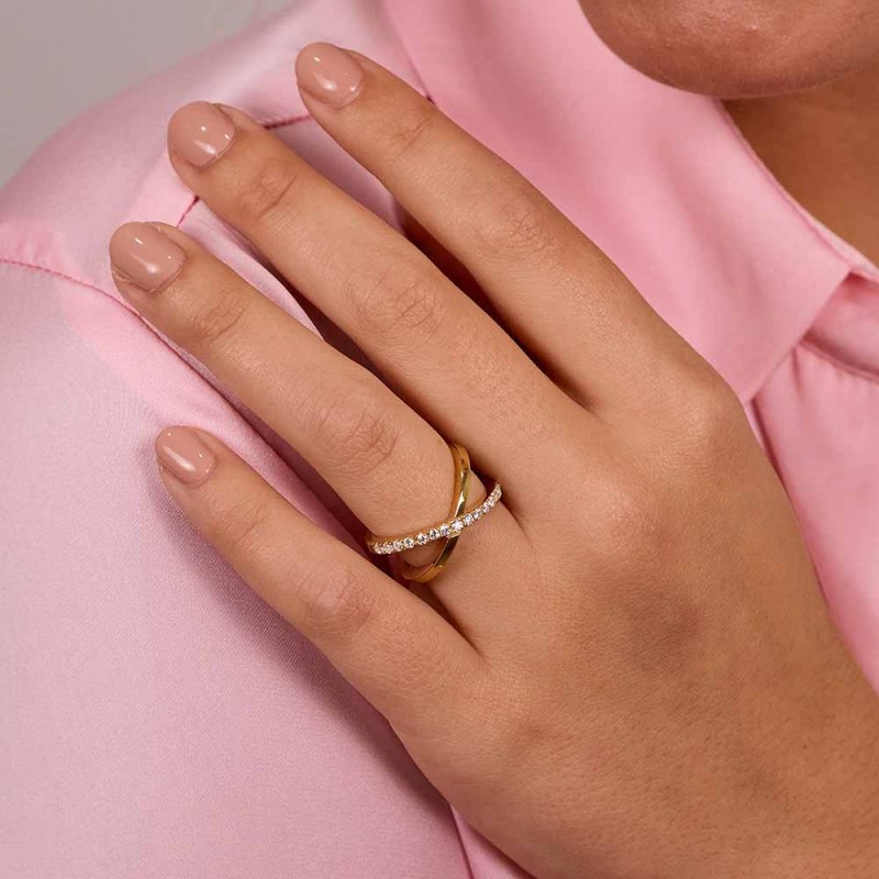 Anillo Cruzado Circonitas Plata de ley