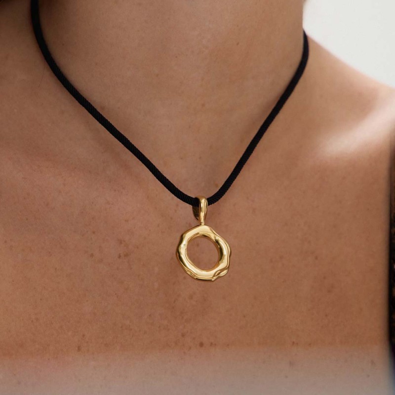 Collar Lazo Cordón con Dona Plata de ley