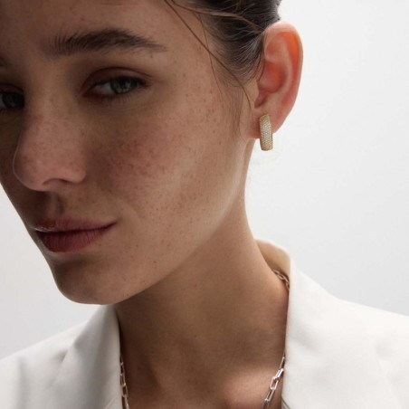 Pendientes de aros Oval con circonitas plata de ley