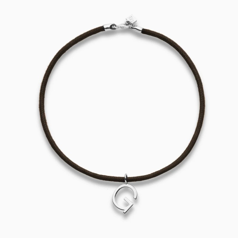 Collar Cordón con Inicial Plata de ley