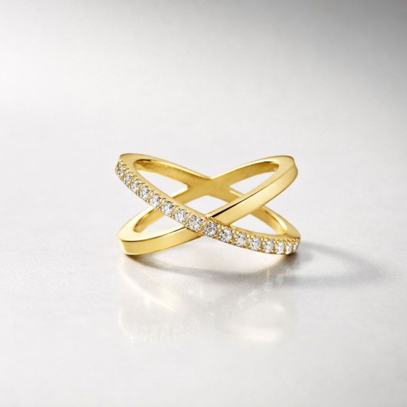 Anillo Cruzado Circonitas Plata de ley