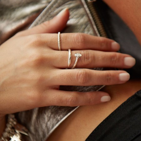 Anillo Clavo Circonitas Plata de ley
