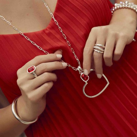 Anillo Cushion Cristal Swarovski Plata de ley