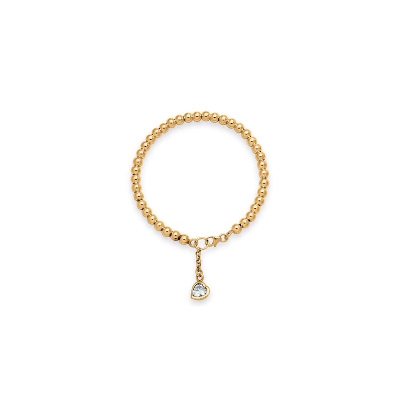 Pulsera de Bolita con circón corazón Plata de ley