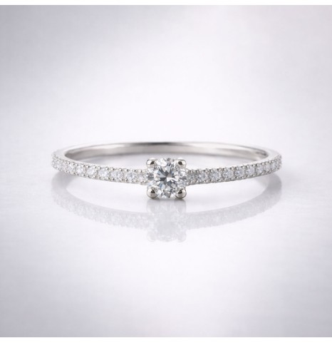 Anillo compromiso cintillo oro 18k pavé — DE DIOS Joyas Valencia