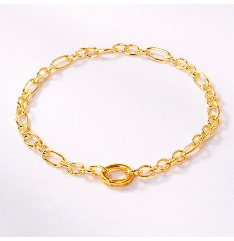 Collar de eslabones ovalados combinados dorados con cierre marinero de la marca De Dios Joyas España.