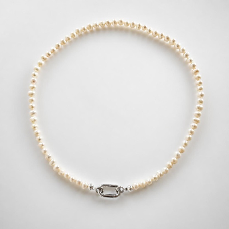 Collar Perlas con Mosquetón DD plata