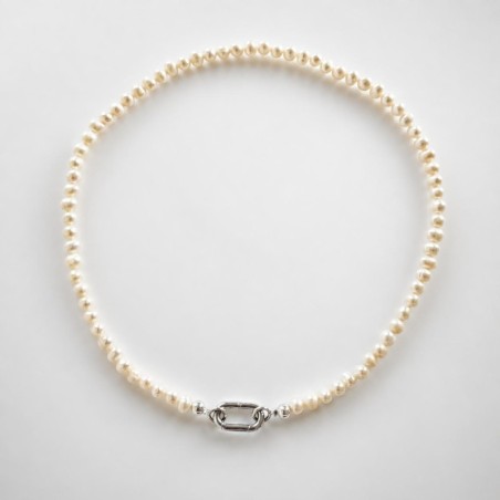 Collar Perlas con Mosquetón DD plata