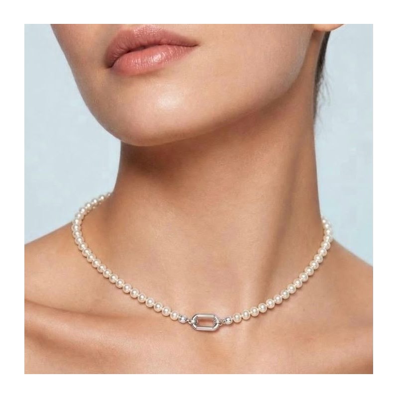 Collar Perlas con Mosquetón DD plata