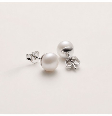 Pendientes Perla Plata de ley