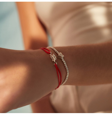 Pulsera extesible corazón combinada con Pulsera hilo OlympusPulsera
