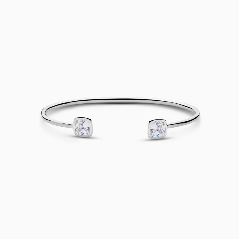 Pulsera Abierta Circonitas Cushion Plata de ley